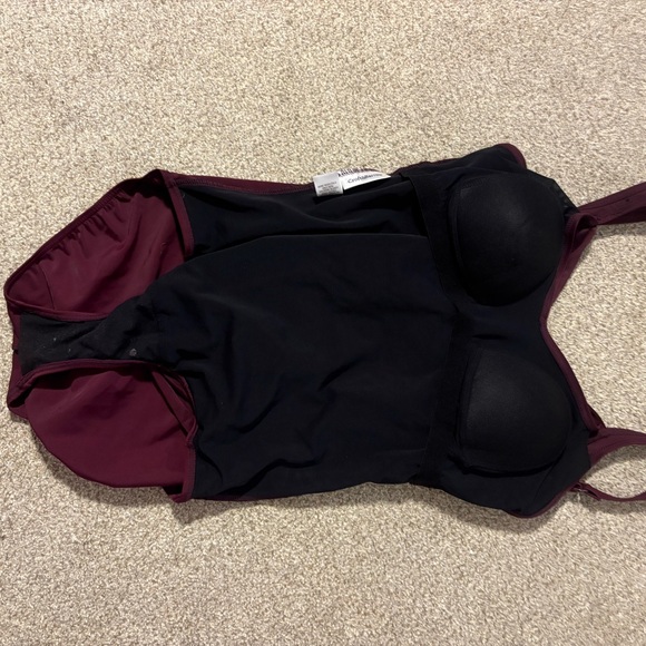 Croft & Barrow Burgundy Ruched Swimsuit - Picture 7 of 7